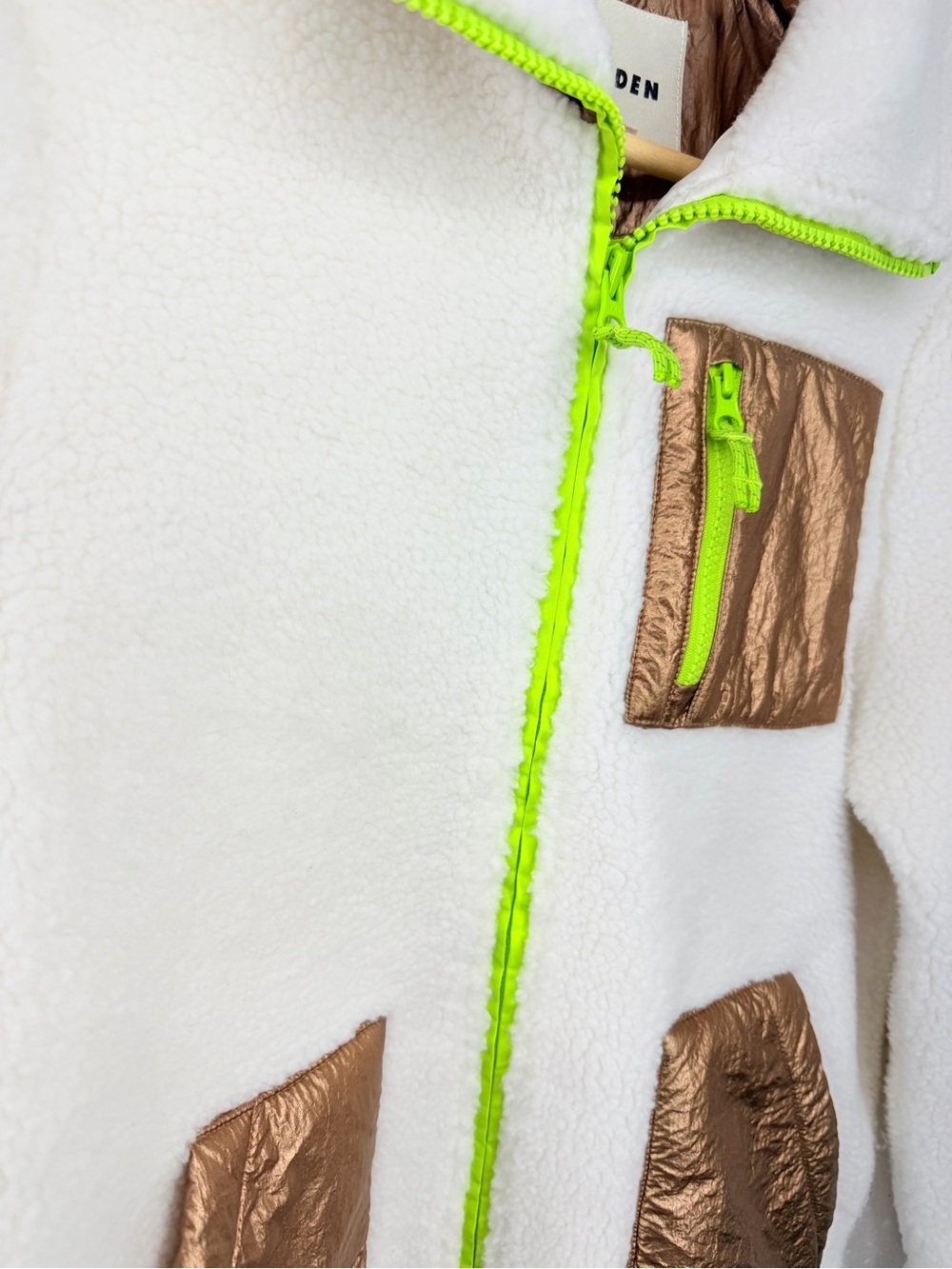 Boden Women’s Size 6 Ivory Funnel-Neck Borg Fleece Zip Up Jacket - Picture 8 of 16
